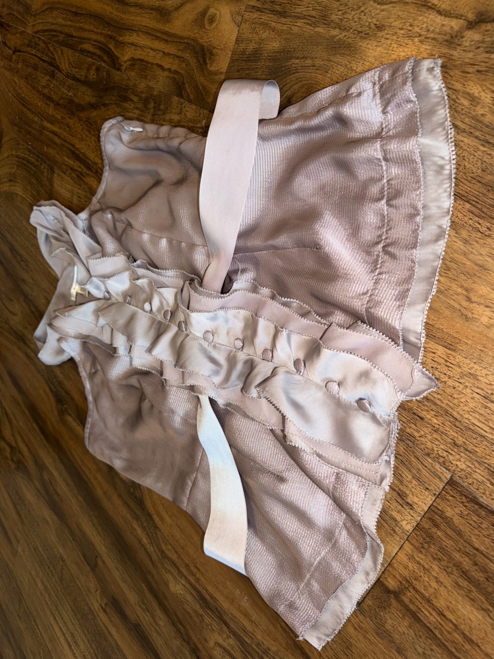 Lavender Satin Ruffle Button Halter Tank - Picture 3 of 6